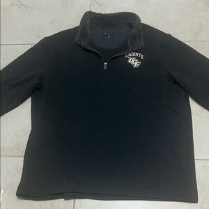 UCF Knights Champion Elite Black Quarter-Zip Sweater with faux fur neck.